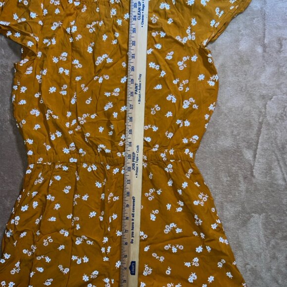 Old Navy Girls XXL (16) Mustard Floral Short Romper Cap‎ Short Sleeve (Q) - Picture 4 of 5